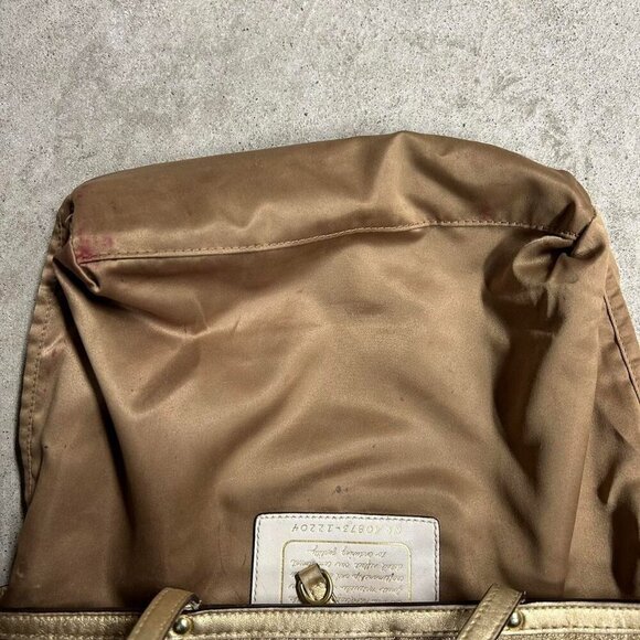 COACH Brown Signature Floral Embroidered Jacquard & Gold Leather Satchel Tote - Picture 5 of 8